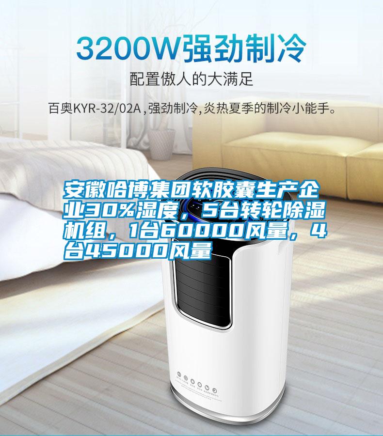 安徽哈博集團軟膠囊生產企業30%濕度，5臺轉輪除濕機組，1臺60000風量，4臺45000風量